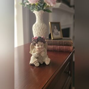 Charming Angel Figurine with Pink Accents